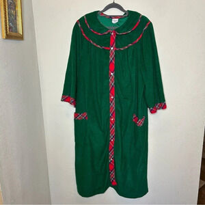 Vintage Christmas Plaid House Dress Size Large